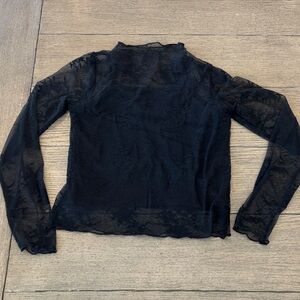art class Black Sheer Lace Long-Sleeve Top